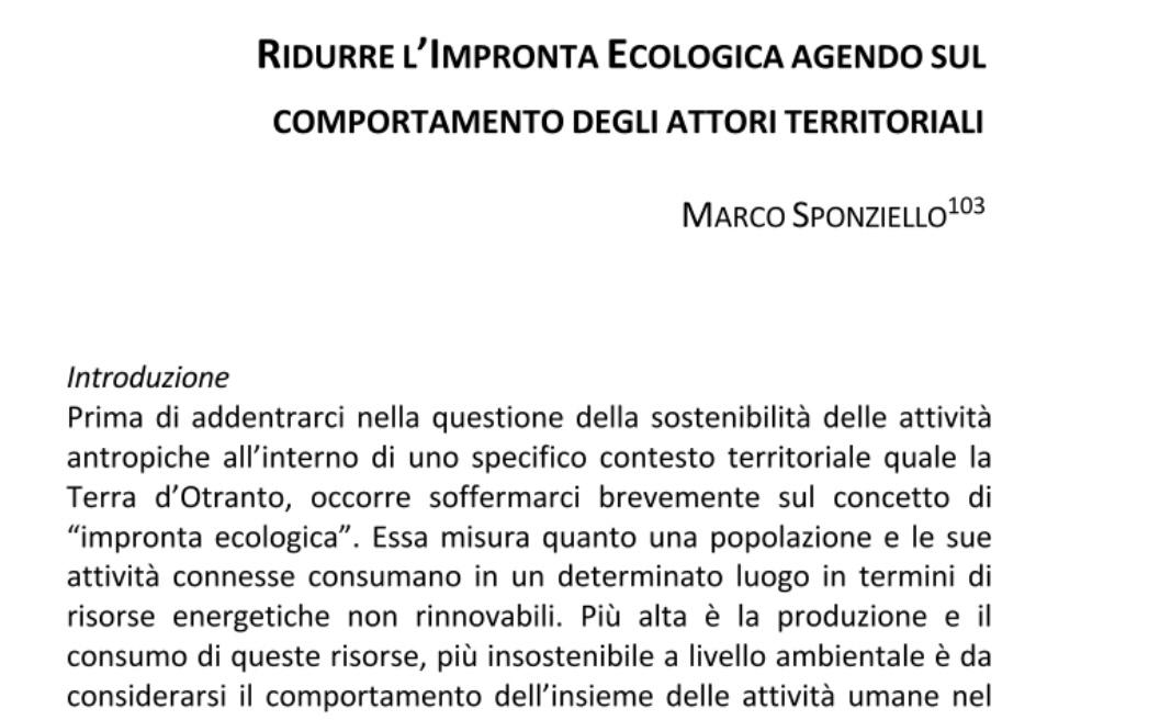 ridurre l'impronta ecologica (di marco sponziello)